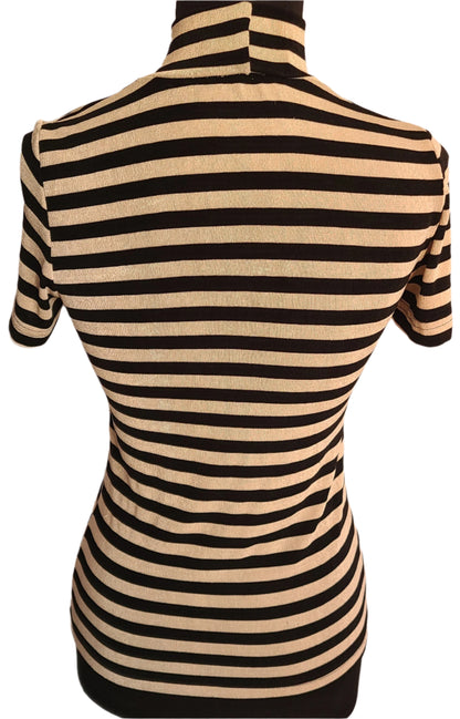 Vintage Western Connection  Black & Tan Turtleneck Knit Blouse | Size Small/Medium