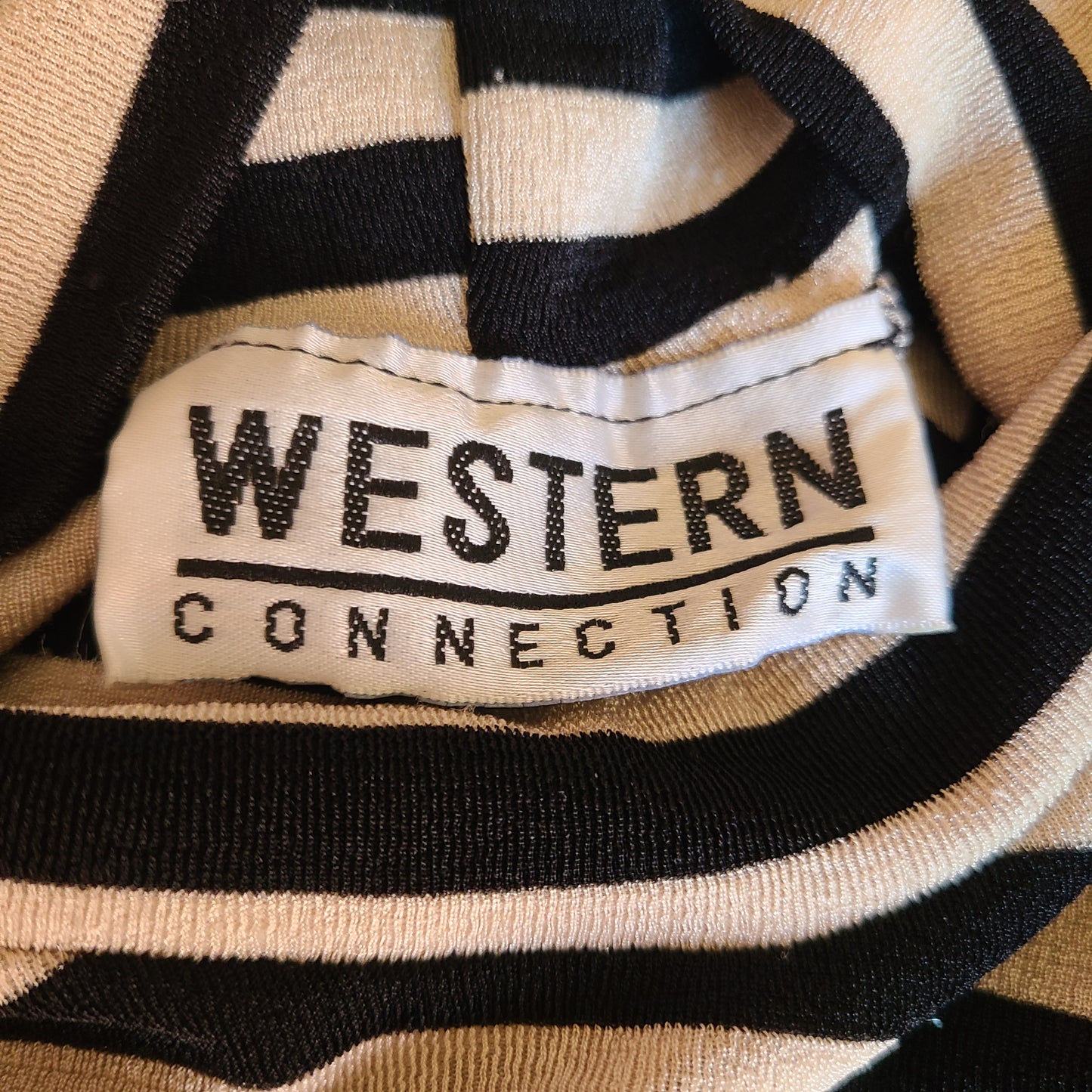 Vintage Western Connection  Black & Tan Turtleneck Knit Blouse | Size Small/Medium