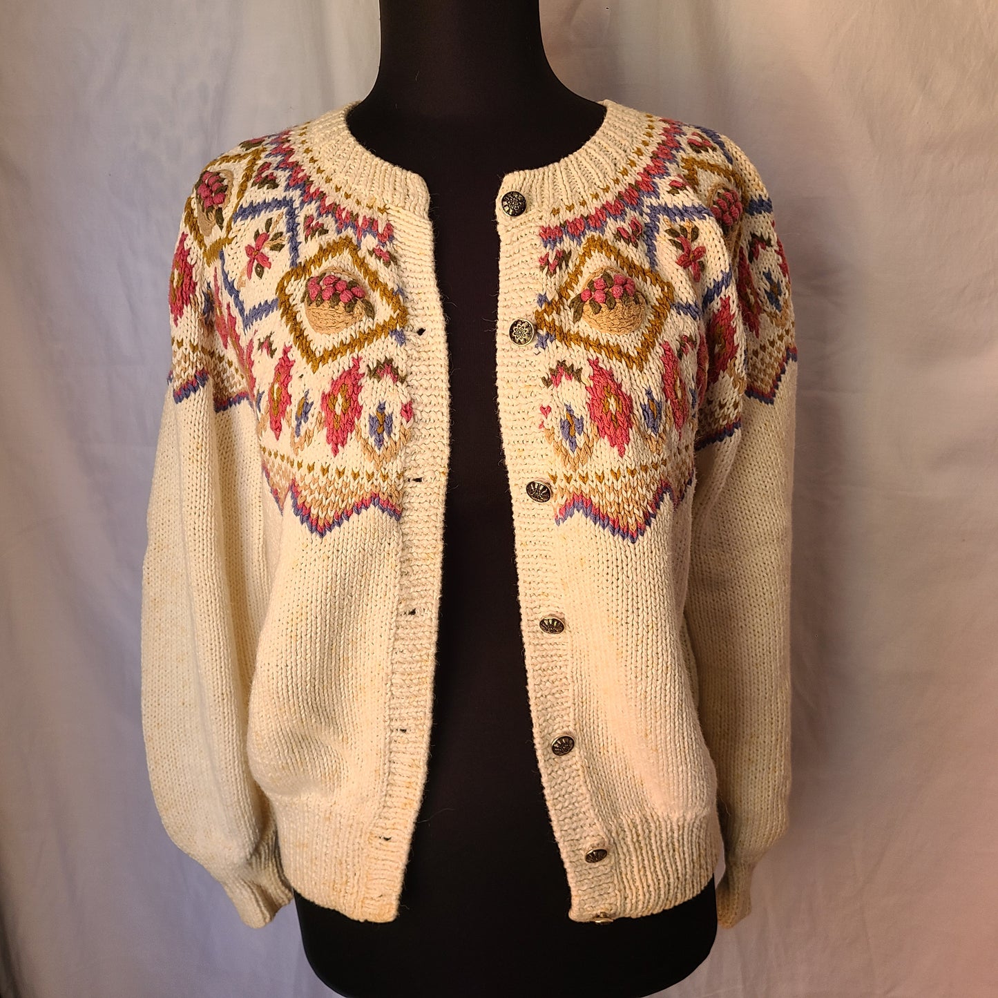 Vintage Susan Bristol Hand Knit Cardigan Sweater | Size Medium