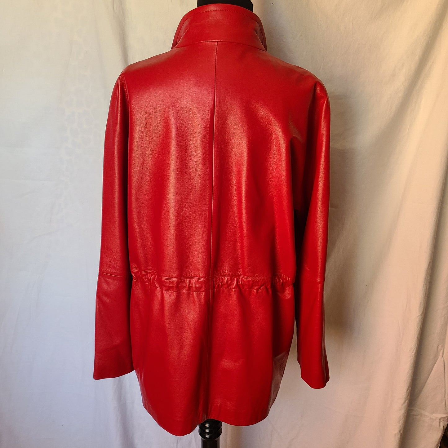 Vintage LNR Red Leather Funnel Neck Jacket | Size Large