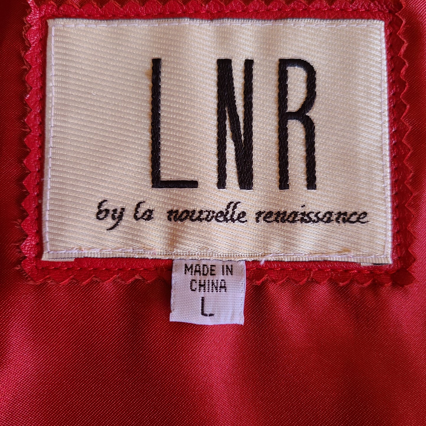 Vintage LNR Red Leather Funnel Neck Jacket | Size Large