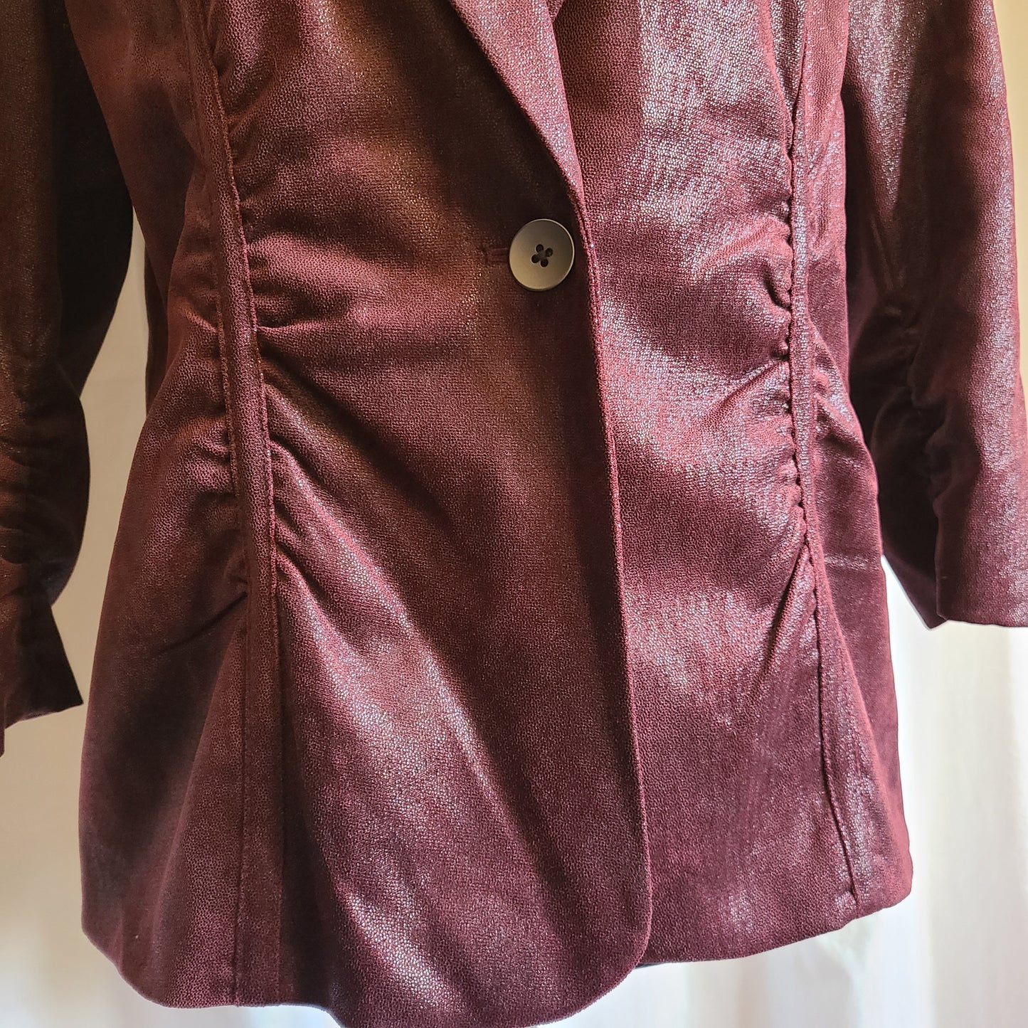 Rafaella Burgundy Shimmer Effect Fabric Blazer Three Quarter Sleeve Size 10