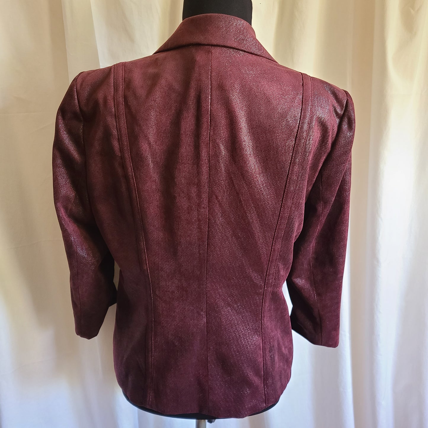 Rafaella Burgundy Shimmer Effect Fabric Blazer Three Quarter Sleeve Size 10