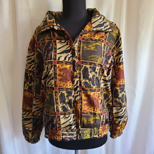 Vintage EVR Brand Windbreaker Jacket Animal Print Size Petite Medium