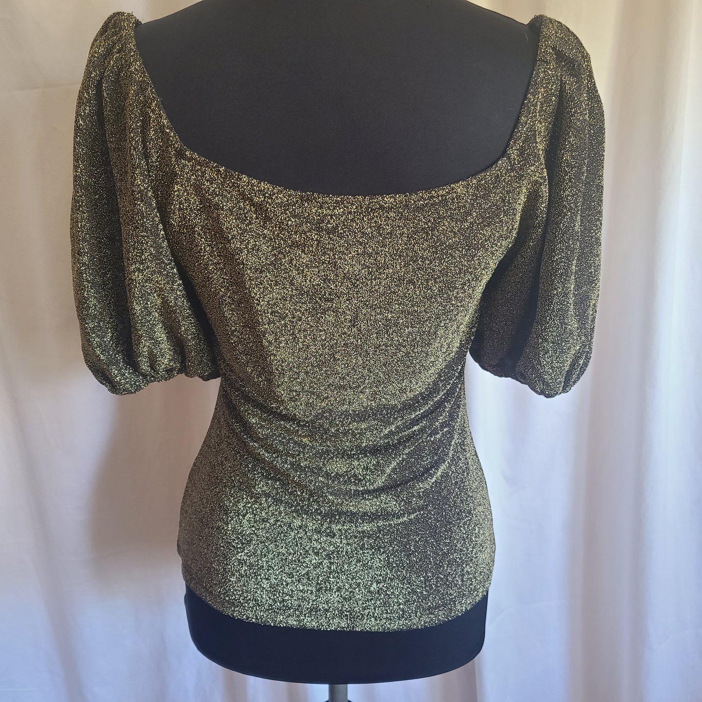 NWT Boden Shirred Front Sweetheart Neckline Gold Lurex Blouse Size 6