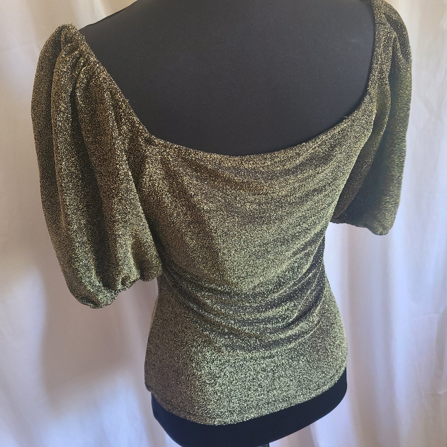 NWT Boden Shirred Front Sweetheart Neckline Gold Lurex Blouse Size 6