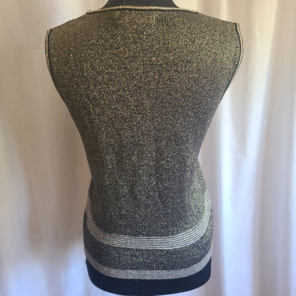 LeRoy Knitwear 70s Gold Black Lurex Vest | Size Small