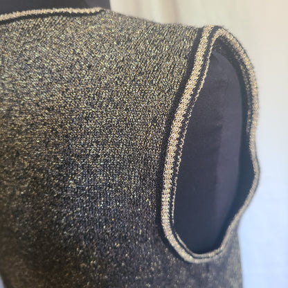 LeRoy Knitwear 70s Gold Black Lurex Vest | Size Small