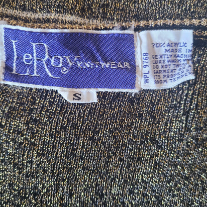 LeRoy Knitwear 70s Gold Black Lurex Vest | Size Small