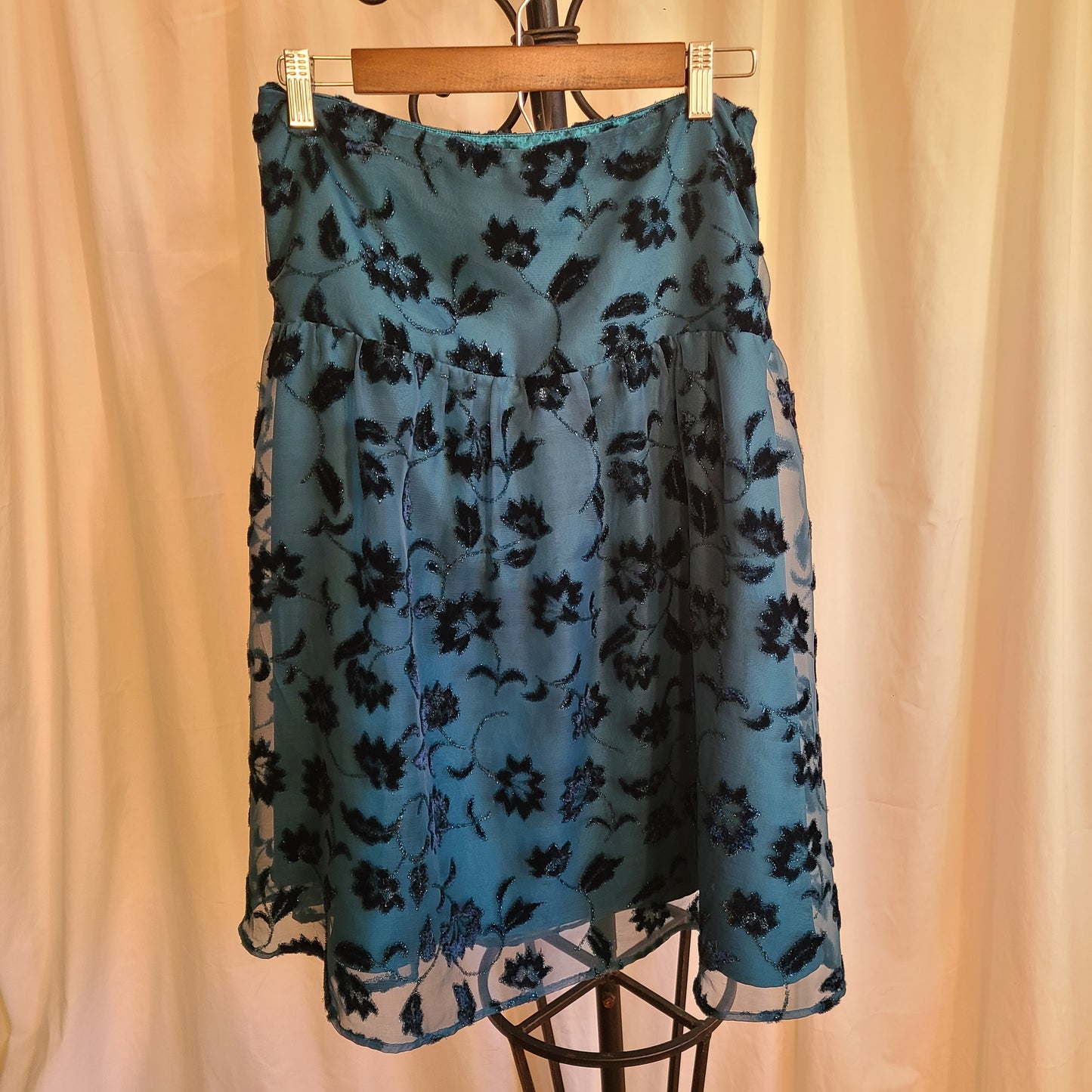 Vintage Chadwick's of Boston | Teal With Embellished Sheer Overlay Skirt | Size 8