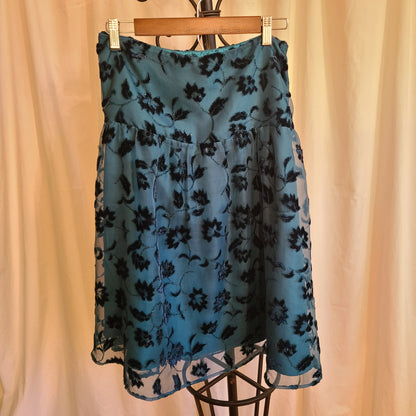 Vintage Chadwick's of Boston | Teal With Embellished Sheer Overlay Skirt | Size 8