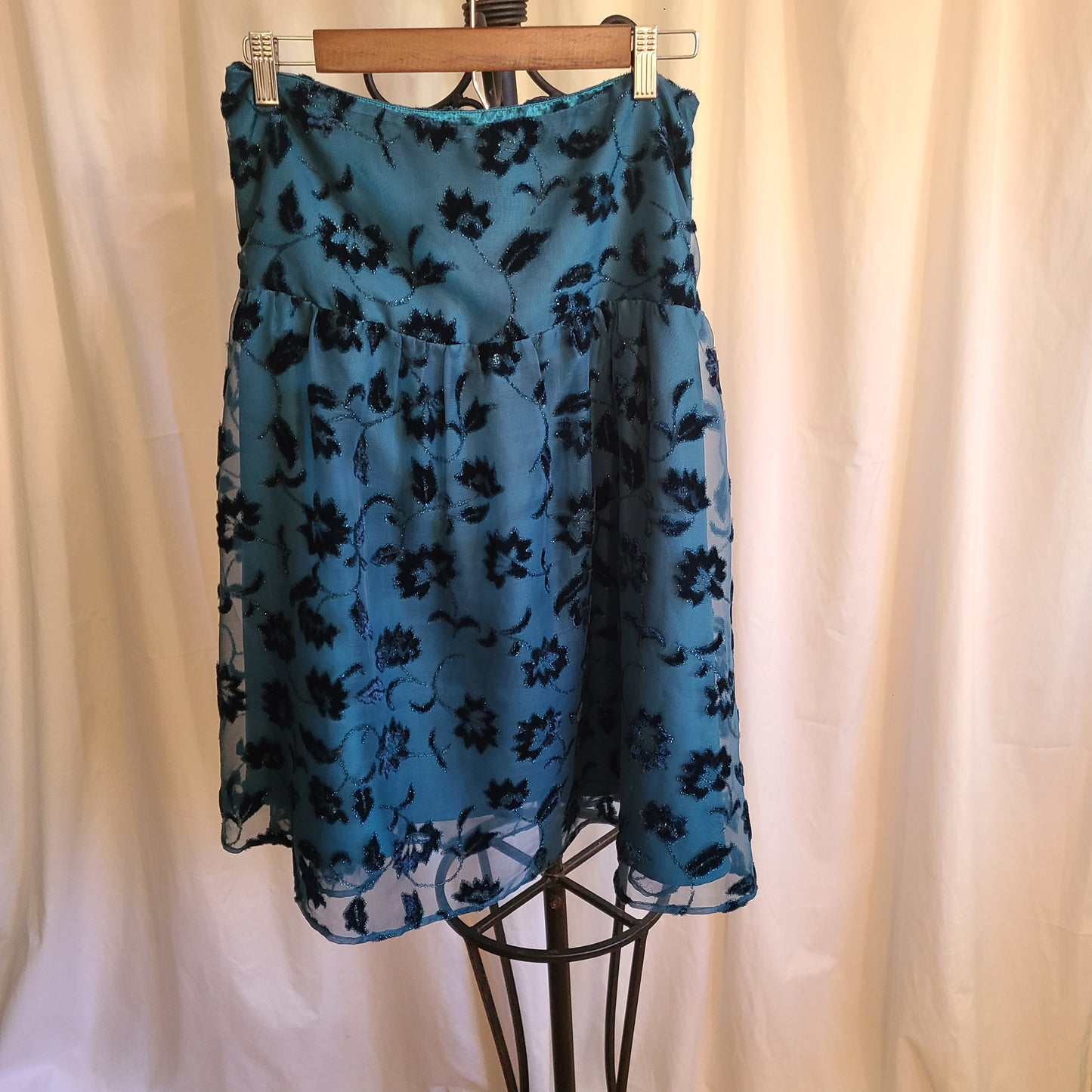 Vintage Chadwick's of Boston | Teal With Embellished Sheer Overlay Skirt | Size 8