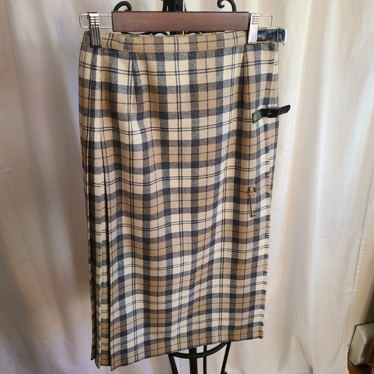 Vintage Browns of Bermuda Wool Plaid Wrap Midi Skirt - Size Small