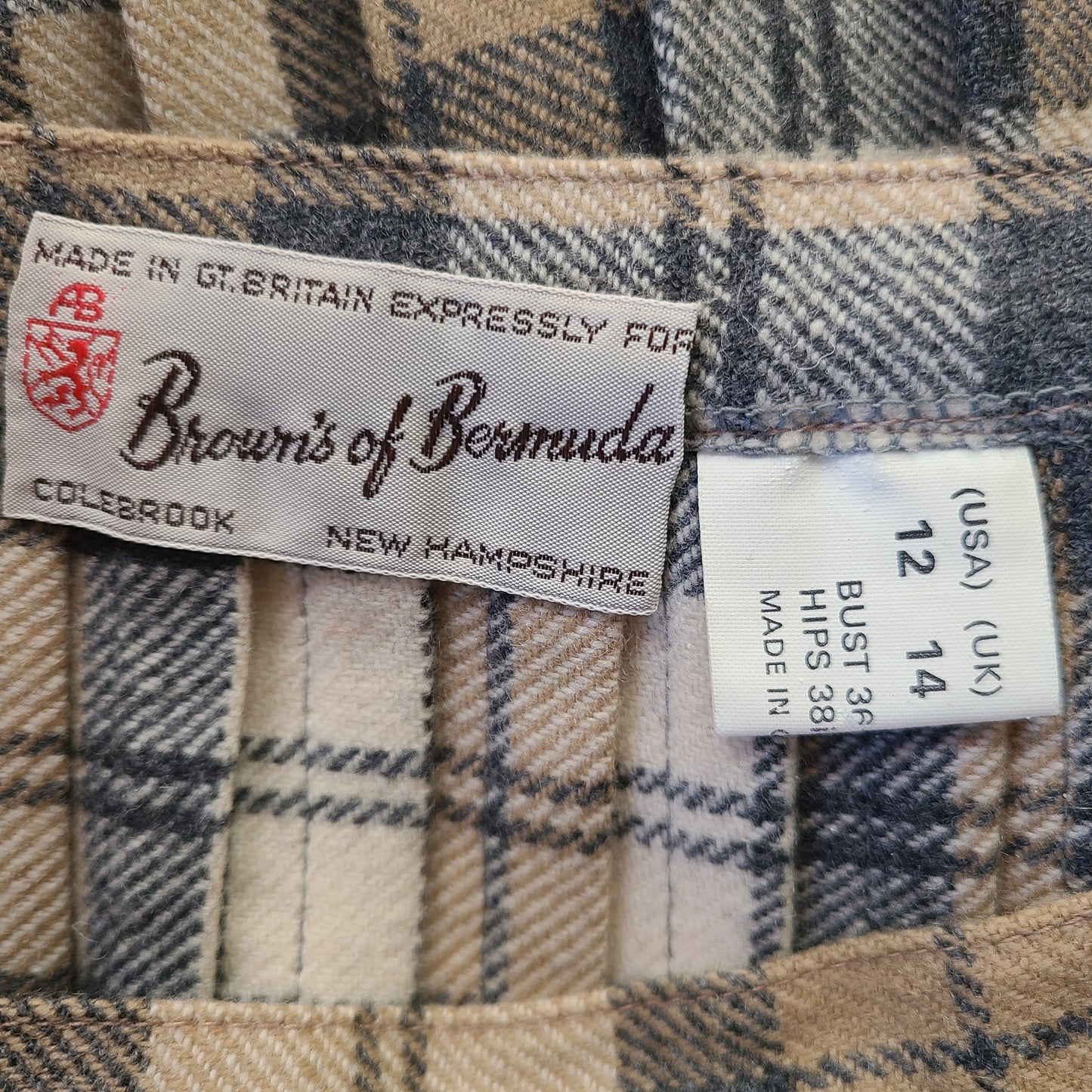 Vintage Browns of Bermuda Wool Plaid Wrap Midi Skirt - Size Small