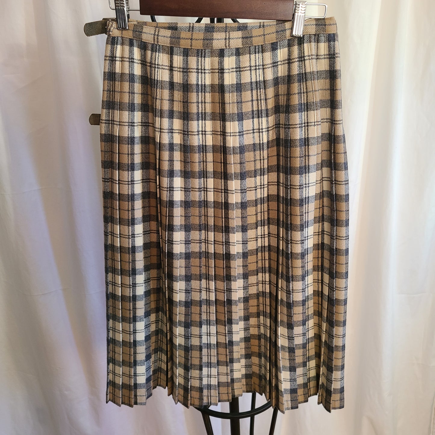 Vintage Browns of Bermuda Wool Plaid Wrap Midi Skirt - Size Small