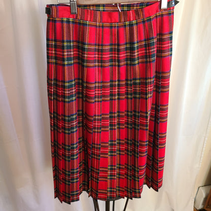 Vintage Blarney Woolen Mills Red Plaid Wrap Midi Skirt - Size Small
