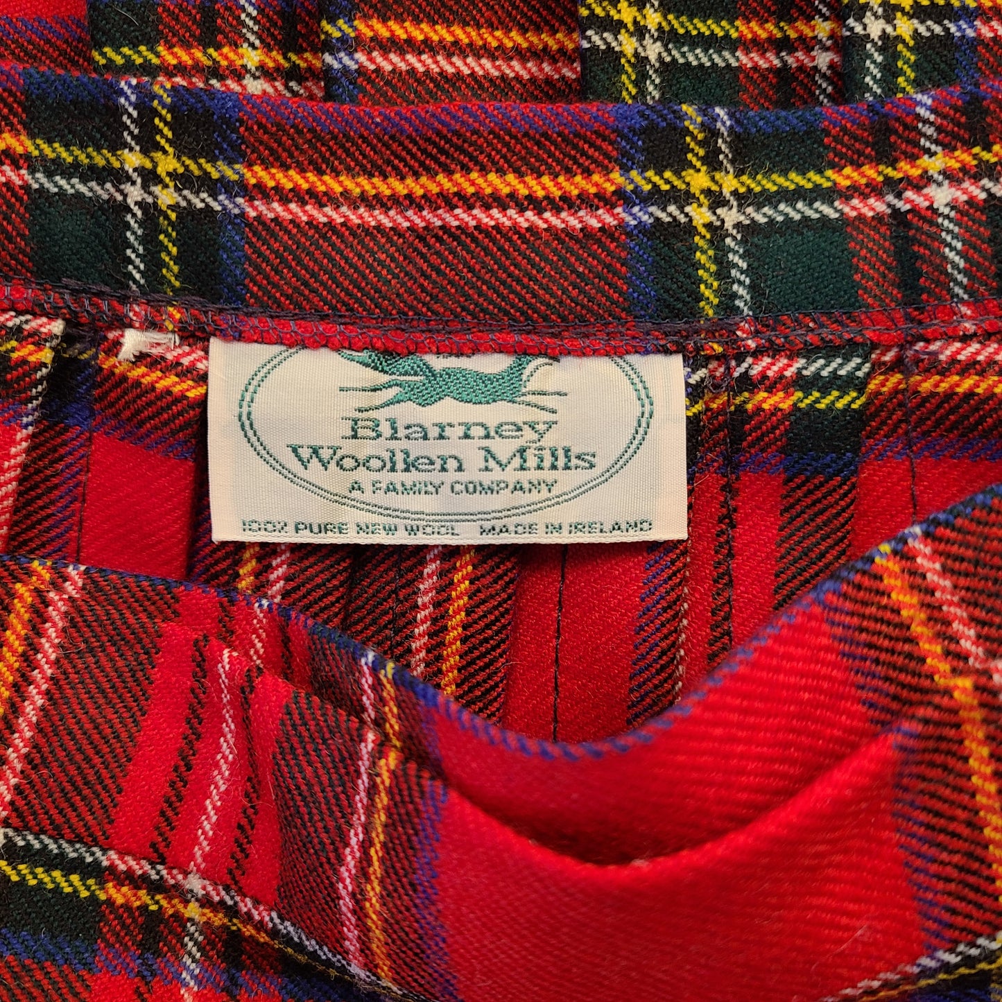 Vintage Blarney Woolen Mills Red Plaid Wrap Midi Skirt - Size Small