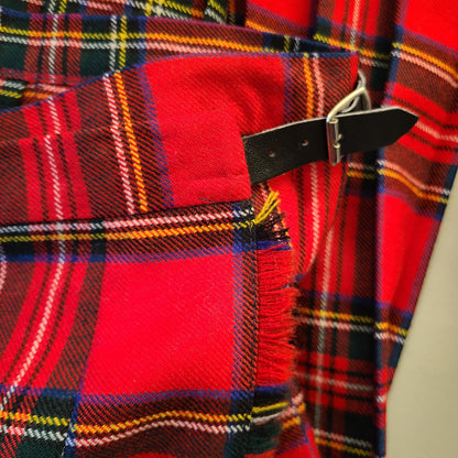 Vintage Blarney Woolen Mills Red Plaid Wrap Midi Skirt - Size Small