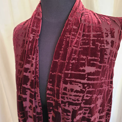 Susan Garver 00s Burgundy Burnout Velvet Vest  | Size Small