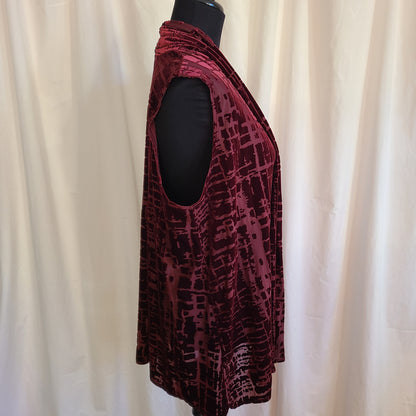 Susan Garver 00s Burgundy Burnout Velvet Vest  | Size Small