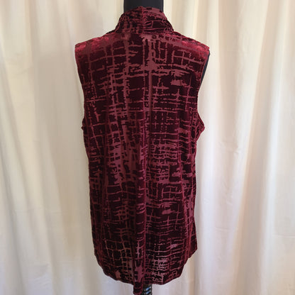 Susan Garver 00s Burgundy Burnout Velvet Vest  | Size Small