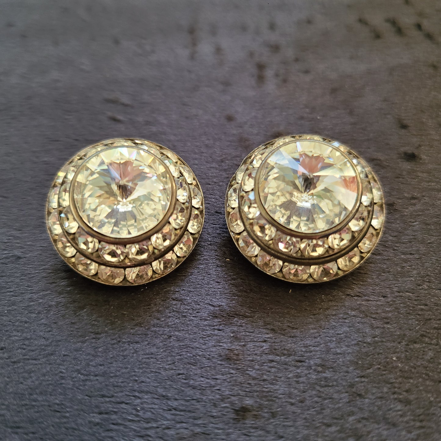 Vintage Mister Bijoux Brand Crystal Rhinestone Clip Earrings