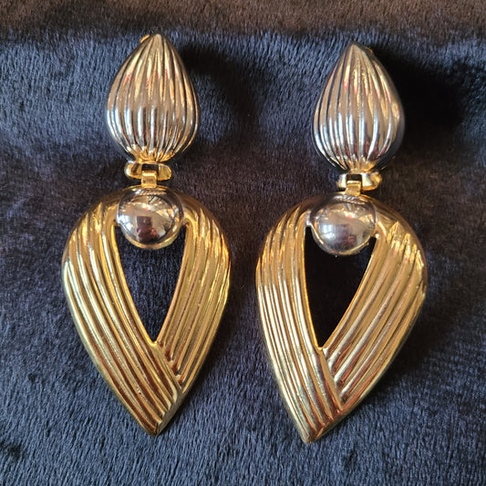 Vintage Mixed Metal Drop Clip On Earrings