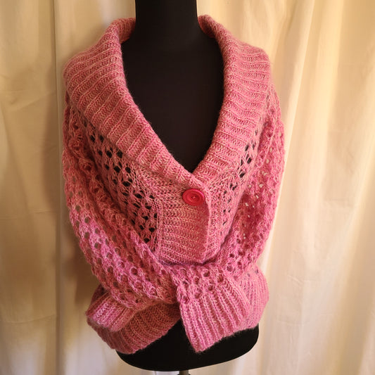 Esprit Brand Pink Open Weave Cardigan | Size Small