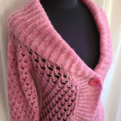 Esprit Brand Pink Open Weave Cardigan | Size Small