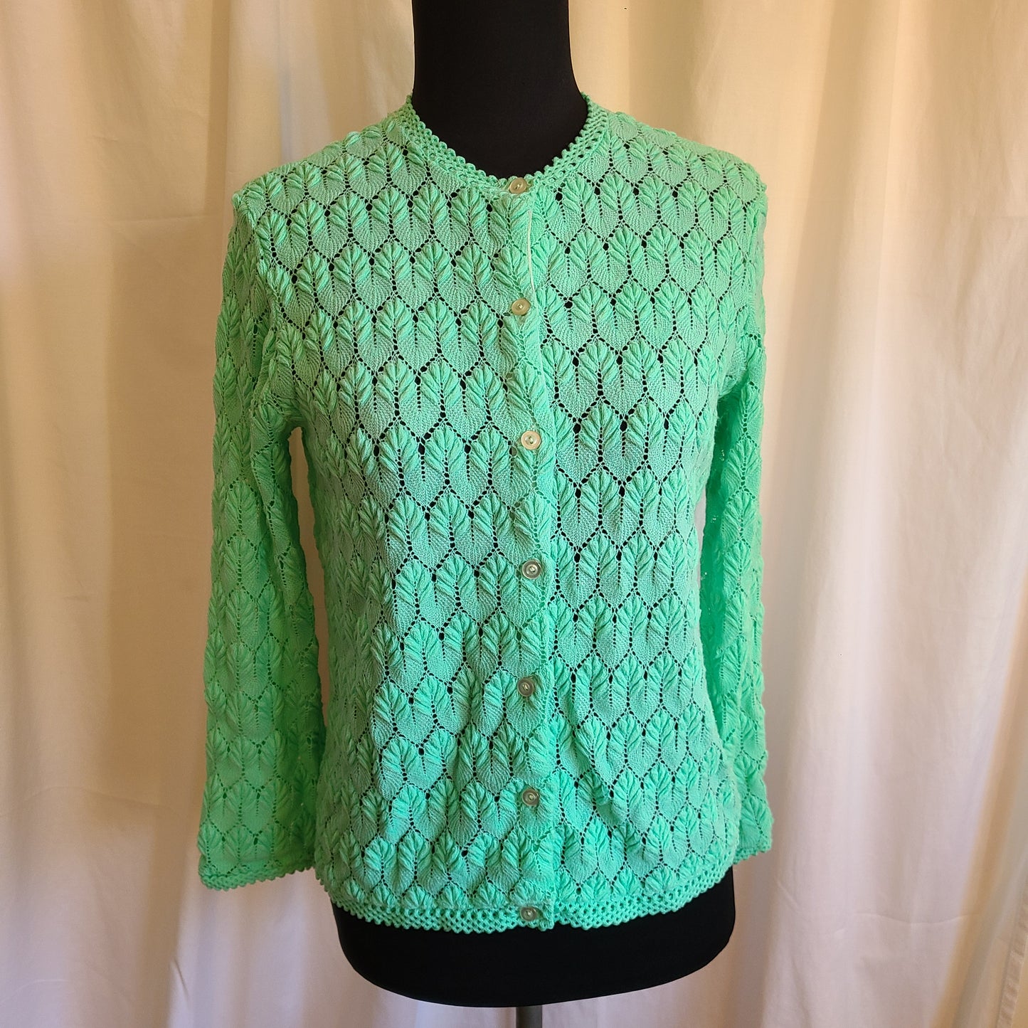 Vintage Mint Green Cardigan Sweater | Size Small