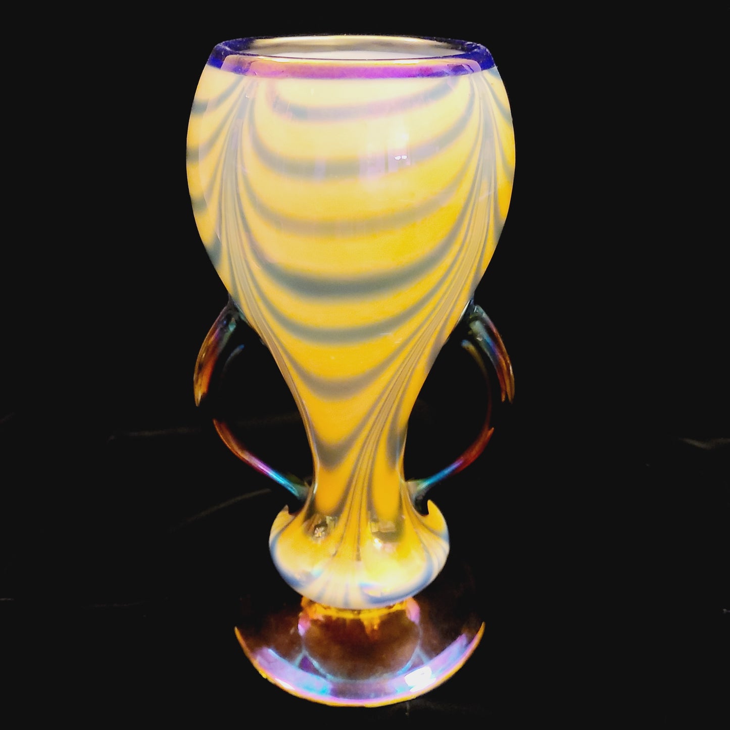 Imperial Art Glass Free Hand Vase with Handles