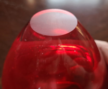 Murano Style Red Blown Glass Heart Vase