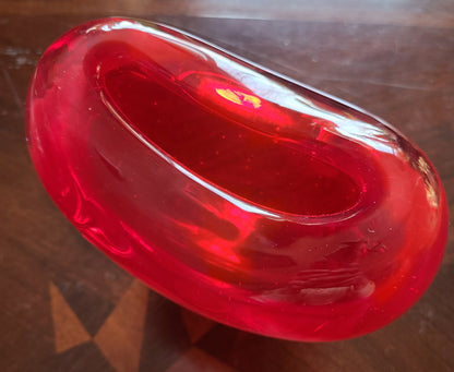 Murano Style Red Blown Glass Heart Vase
