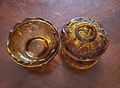 Indiana Glass Stars and Bars Amber Fairy Lamp
