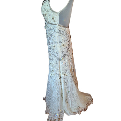 Sue Wong Beaded Lace Ivory Gown \ Size 4