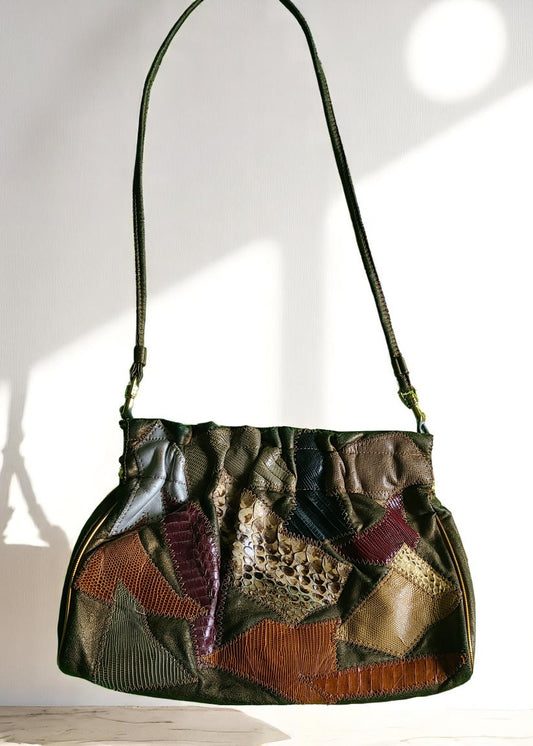 Caprice Leather Patchwork Shoulder Bag