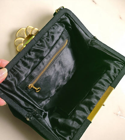 Vintage Black Felted Wool Handbag