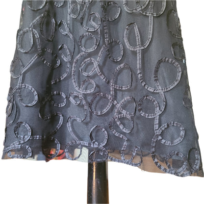 Sunny Leigh '00s Black Sheer Overlay Midi Skirt | Size 12