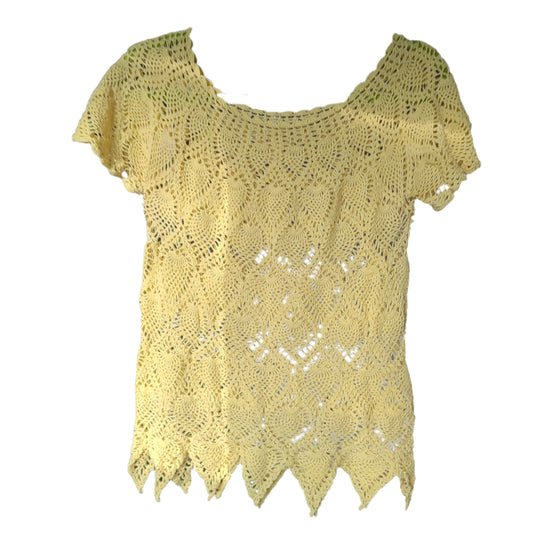 Unbranded Hand Crocheted Yellow Top | Small