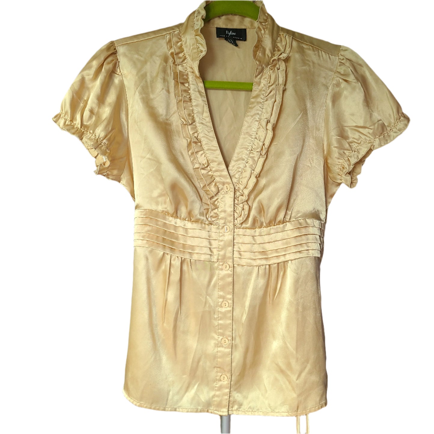 Byline Byer California Gold Satin Blouse | Size L
