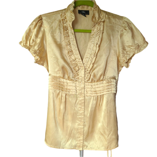 Byline Byer California Gold Satin Blouse | Size L