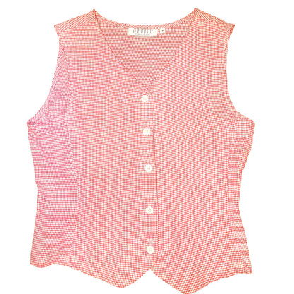 Vintage Petite Sophisticates Tiny Gingham Print Vest | Size M