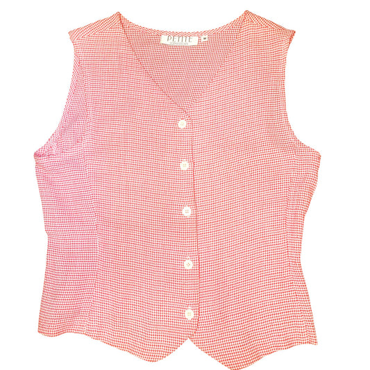Vintage Petite Sophisticates Tiny Gingham Print Vest | Size M