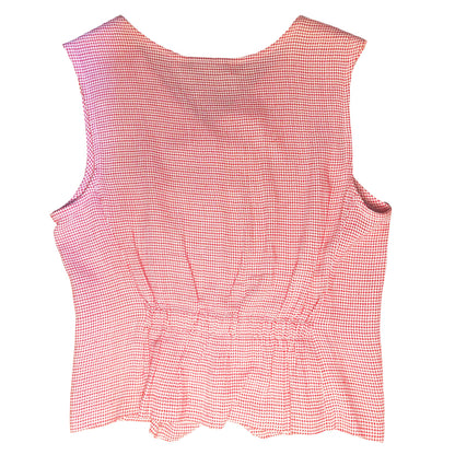 Vintage Petite Sophisticates Tiny Gingham Print Vest | Size M