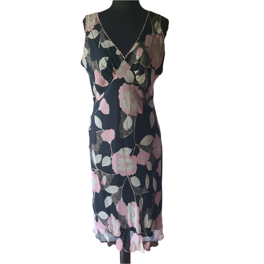 E.C.I. 100% Silk Slip Midi Dress | Size 10