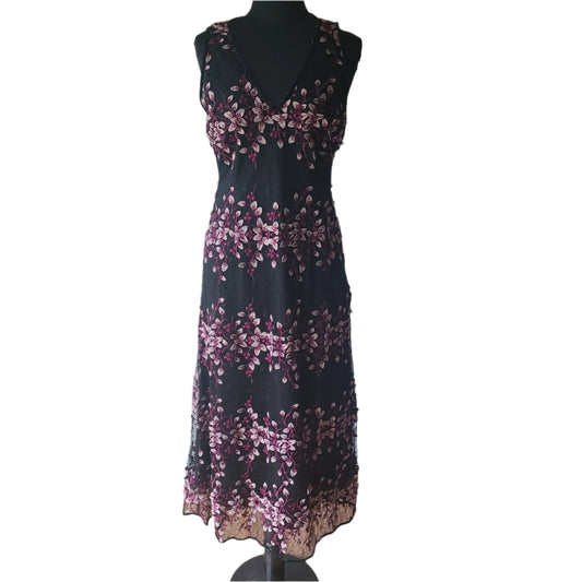 NWT Foxiedox Embroidered Mesh Floral Overlay Dress | Size M