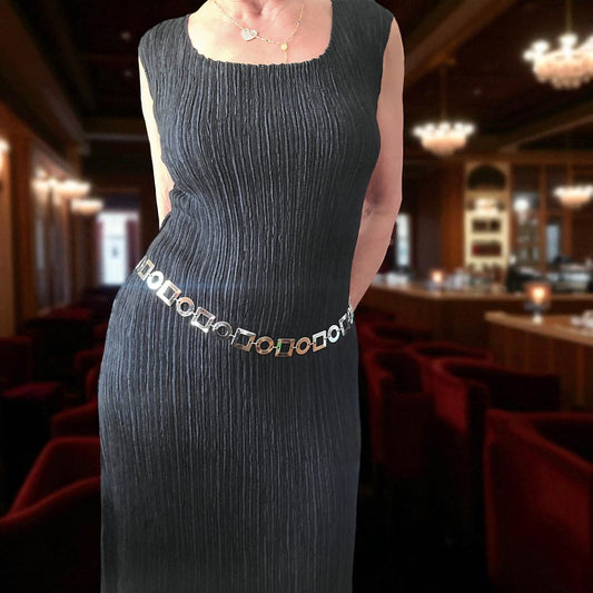 Geometric Silver Tone Chain Belt