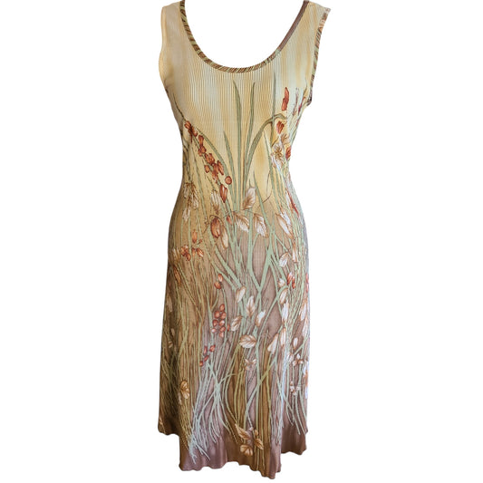 La Féte 90s Plisse Sleeveless Floral Midi Dress | Size Medium