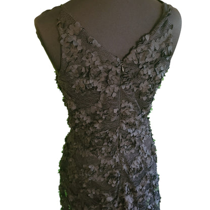 XSCAPE Dimensional Floral Black Dress | Size 8