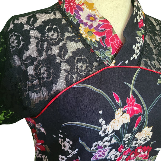 DELIXLAO Asian Multi-Patterned Blouse | Size Medium